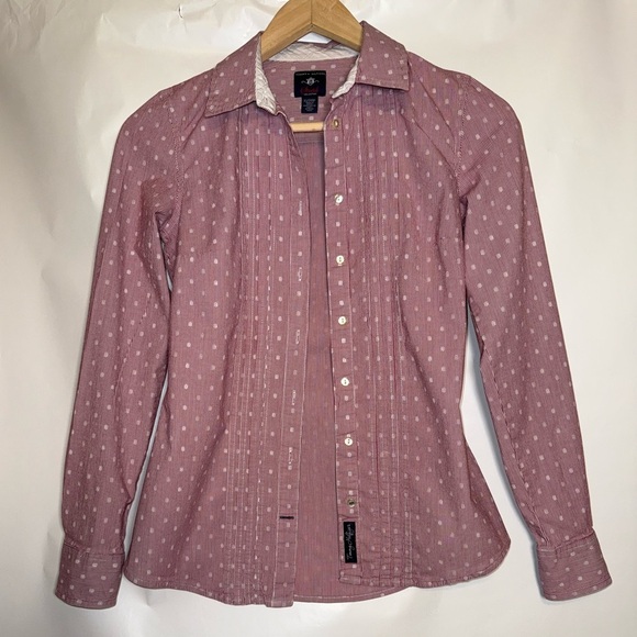 Tommy Hilfiger Stretch Size XS Pink Polka Dot Long Sleeve Fitted Dress Shirt - Picture 1 of 12
